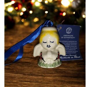 Boleslawiec Polish Pottery Christmas Ornament Angel Hand Painted New with Tag
